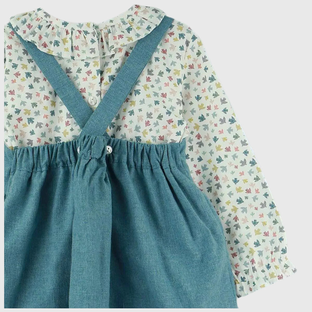Vestido Azul Pajaritos Con Camisa
