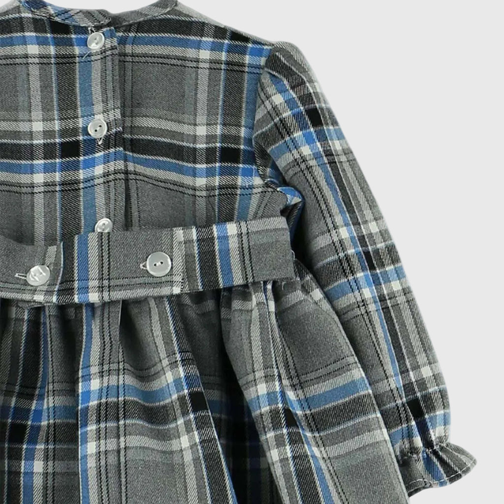 Vestido Cuadros Grises Lazo Terciopelo