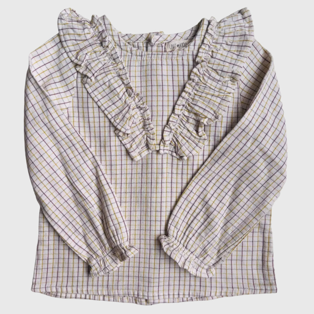 Blusa Cuello Volante Cuadros